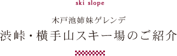 ski slope木戸池姉妹ゲレンデ渋峠・横手山スキー場のご紹介